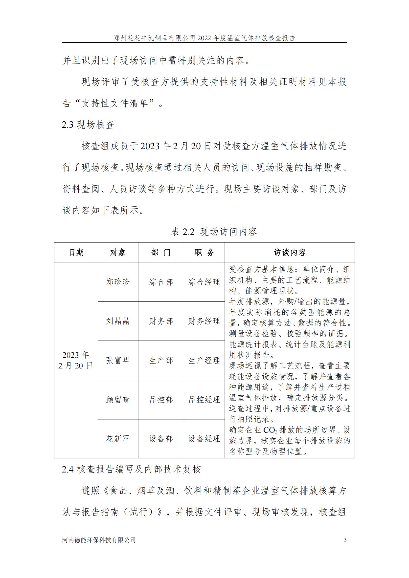 《郑州半岛（中国）乳制品有限公司2022年度温室气体排放核查报告》公示