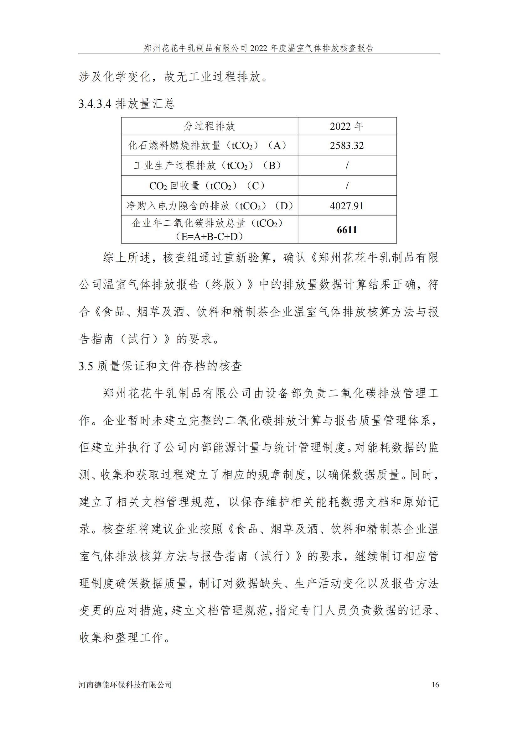 《郑州半岛（中国）乳制品有限公司2022年度温室气体排放核查报告》公示